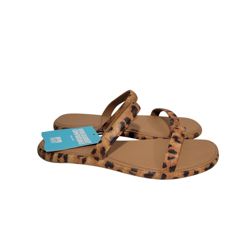 Reef Water Willow Marina Sandal Womens 6 Leopard Two Strap Slide Cushion Comfort